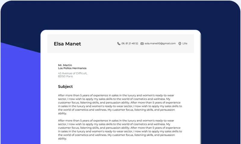 The MakeMyCV cover letter builder with live preview
