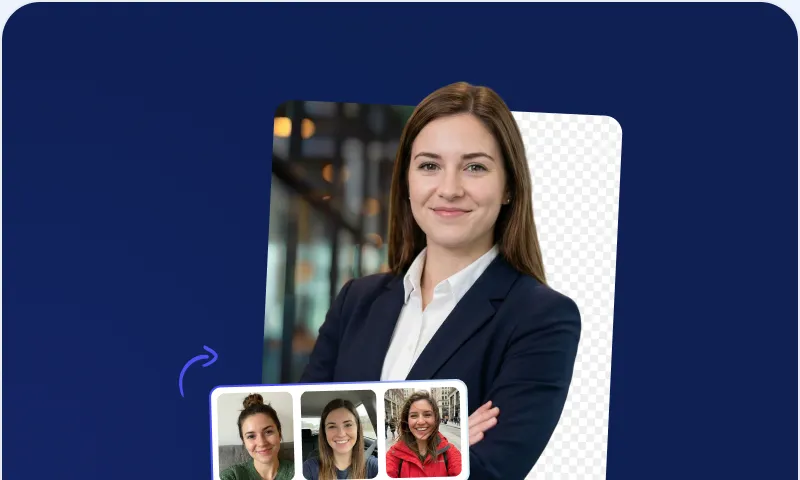 A grid of AI-generated professional headshots