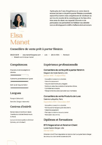 Modèle de CV Portia